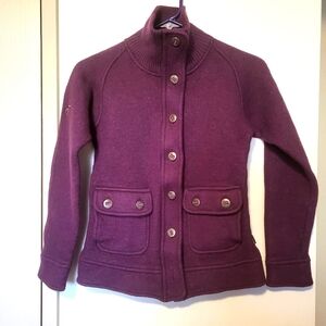 Kuhl women's marino wool purple outdoor cardigan sweater jacket size S